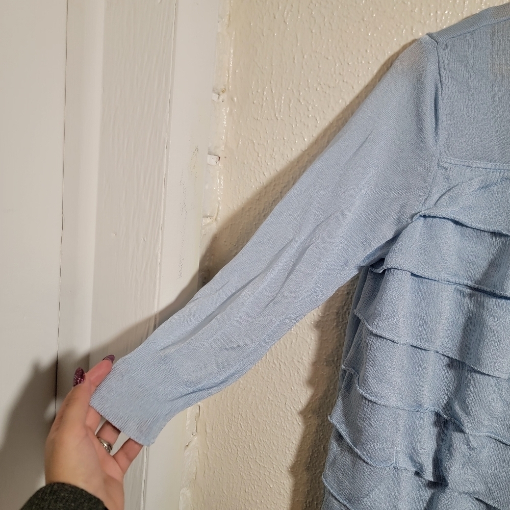 Talbots 2-Piece Ruffle Tank Shell Cardigan Bundle sz 2XP Light Blue Preppy Chic - Picture 2 of 12